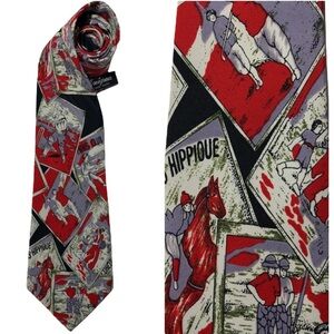 Vintage sport print horse golf tennis tie